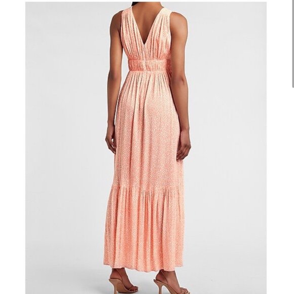 NWT Printed V-Neck Seamed Maxi Dress, Express, XS - Picture 4 of 5